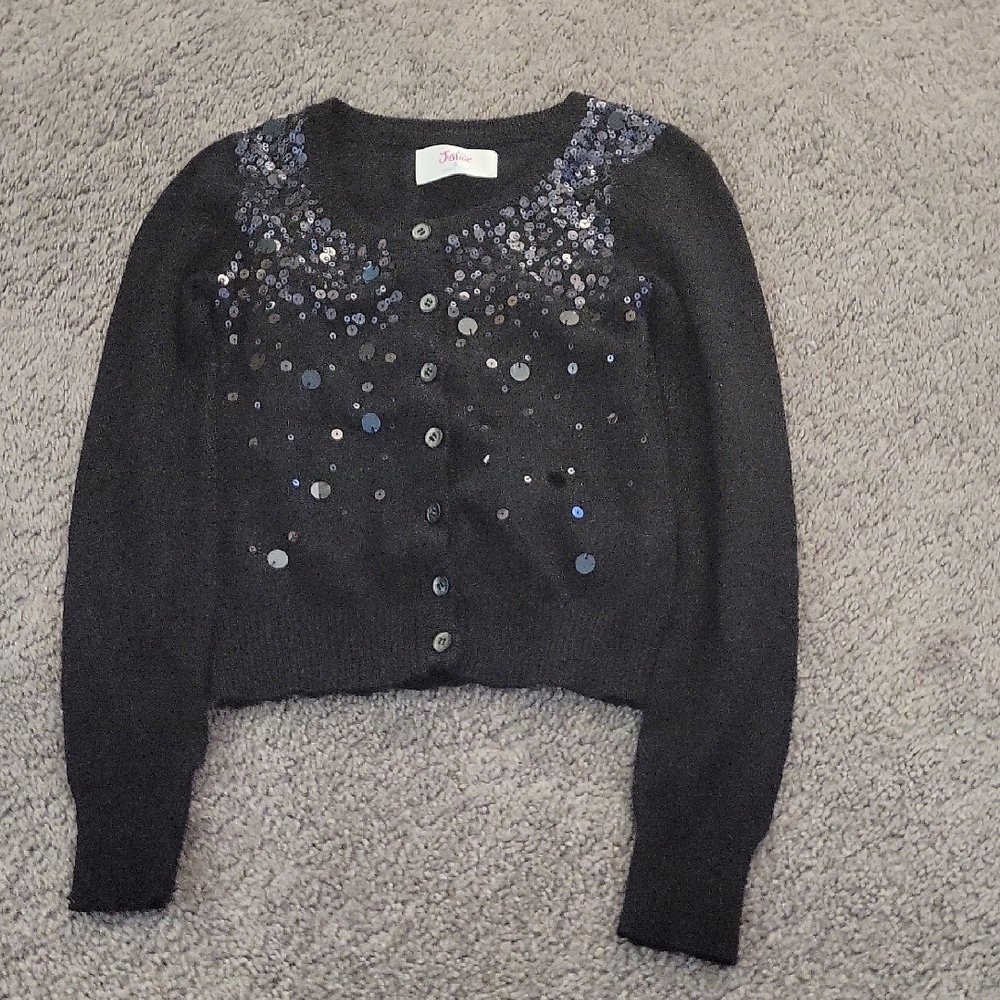 Justice Black Sparkling Cropped Sweater